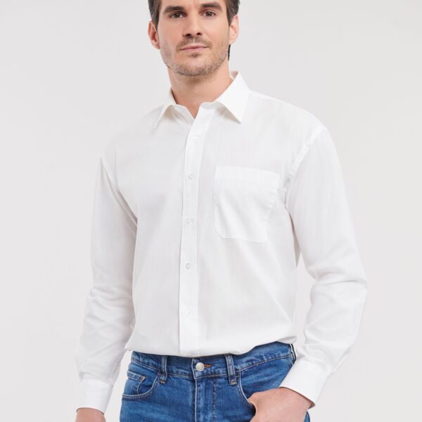 Men's Long Sleeve Classic Pure Cotton Poplin Shirt ( Premium ) Thumbnail