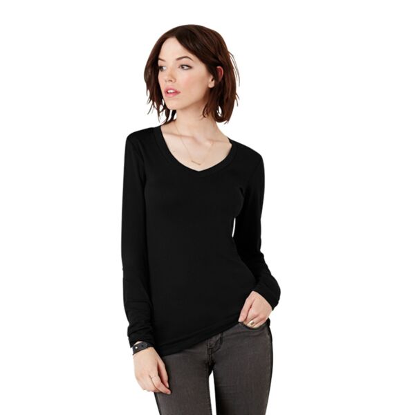 Sheer rib long sleeve v-neck T-shirt Thumbnail