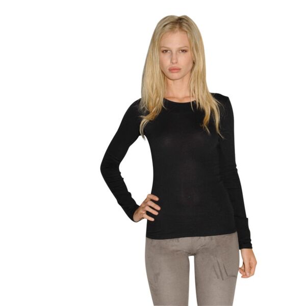 Sheer rib long sleeve crew neck T-shirt Thumbnail