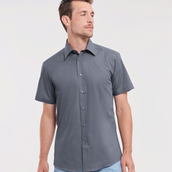 Cap Sleeve Polycotton Easycare Fitted Poplin Shirt Thumbnail