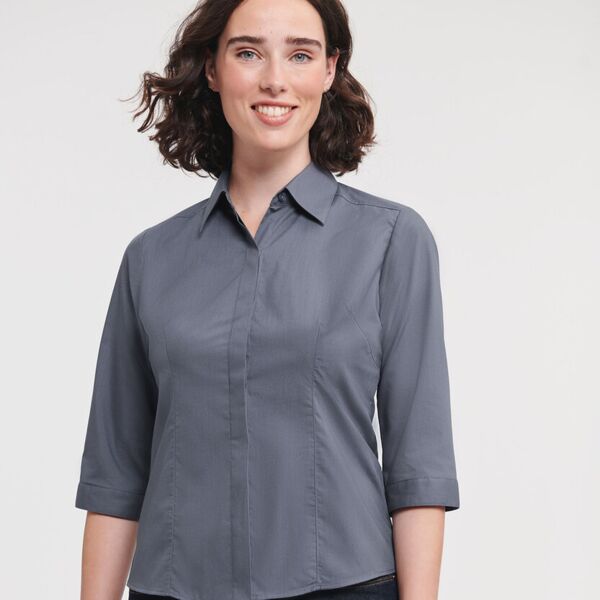 Women's 3/4 Sleeve Polycotton Easycare Poplin Shir Thumbnail