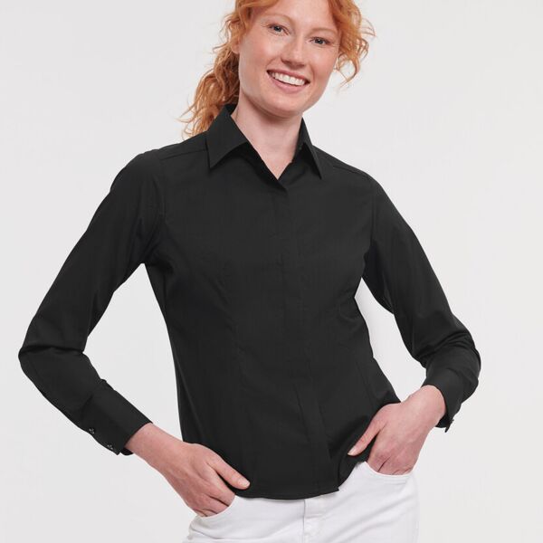 Women's L/S Poly/Cotton Easycare Fitted Poplin Shi Thumbnail