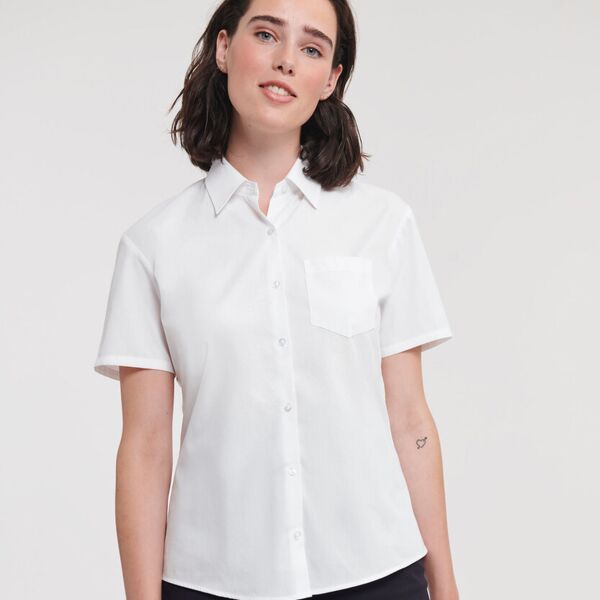 Women's Short Sleeve 100% Cotton Poplin Shirt Thumbnail