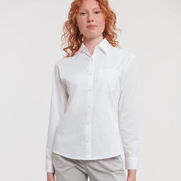 Women's long sleeve 100% cotton poplin shirt Thumbnail