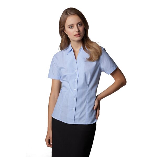 Pinstripe blouse short sleeved womens Thumbnail