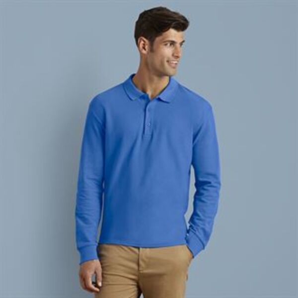 Premium cotton long sleeve double piqué polo Thumbnail
